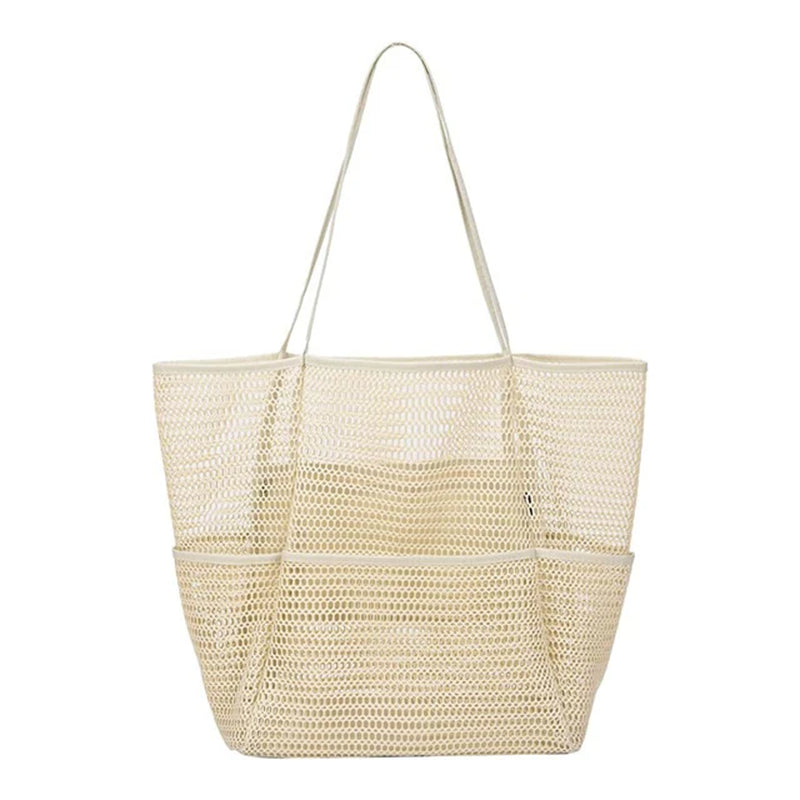 Lazy Mesh Beach Bag Multi Pockets Summer Beach Bag for Towels 