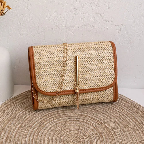 Small Square Woven Messenger Straw Bag