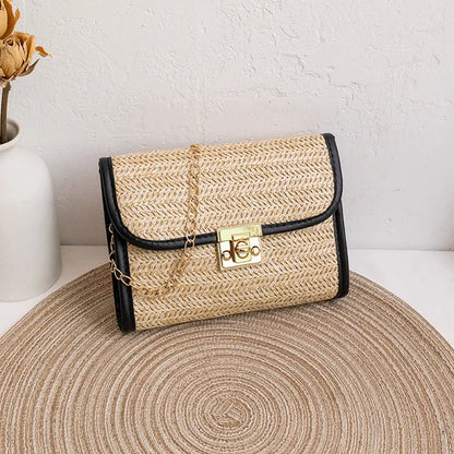 Small Square Woven Messenger Straw Bag