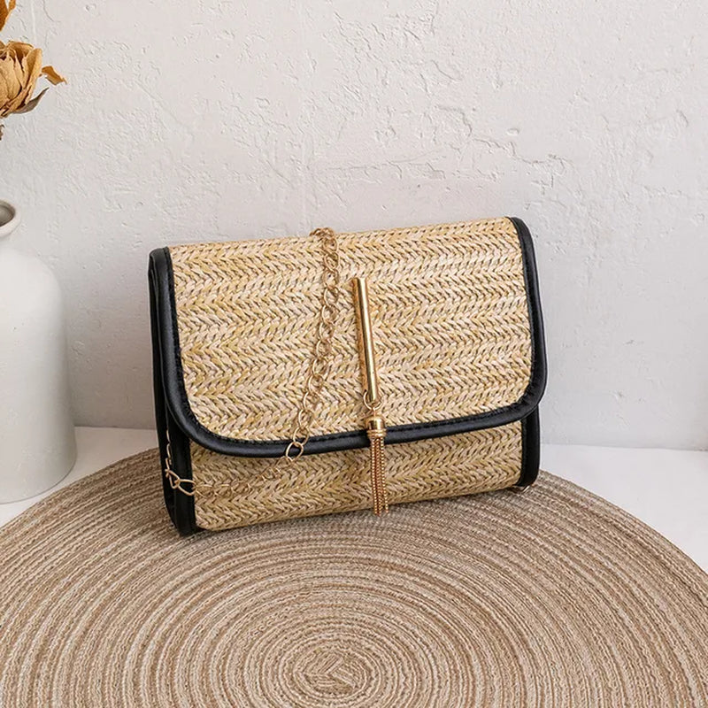 Small Square Woven Messenger Straw Bag