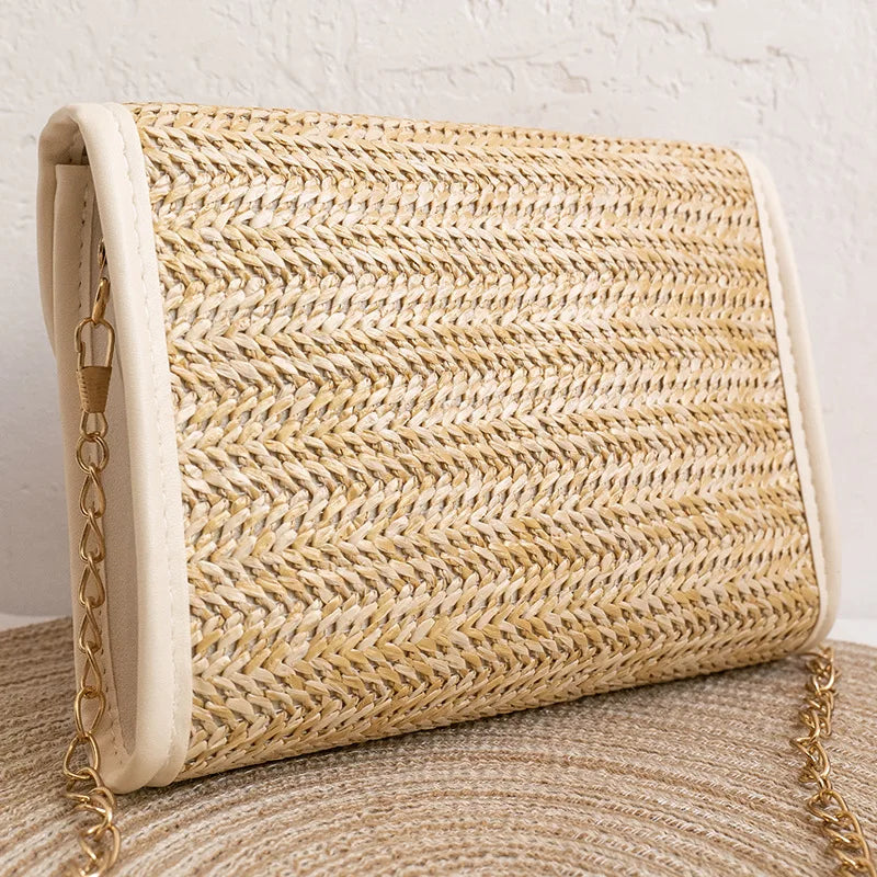 Small Square Woven Messenger Straw Bag