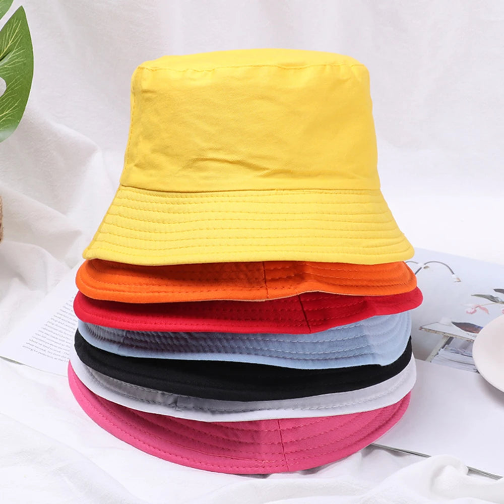 Unisex Cotton Foldable Summer Bucket Hat - Outdoor Sunscreen Beach Cap