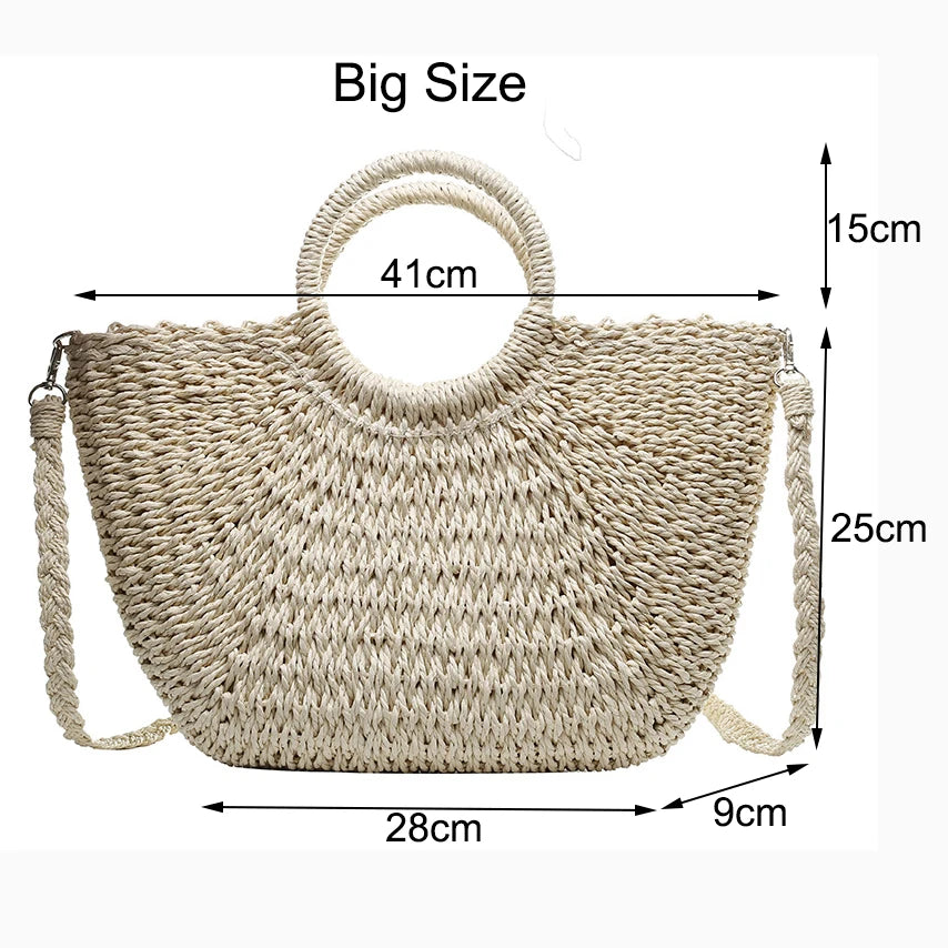 Moon Shape Crossbody Straw Shoulder Bag