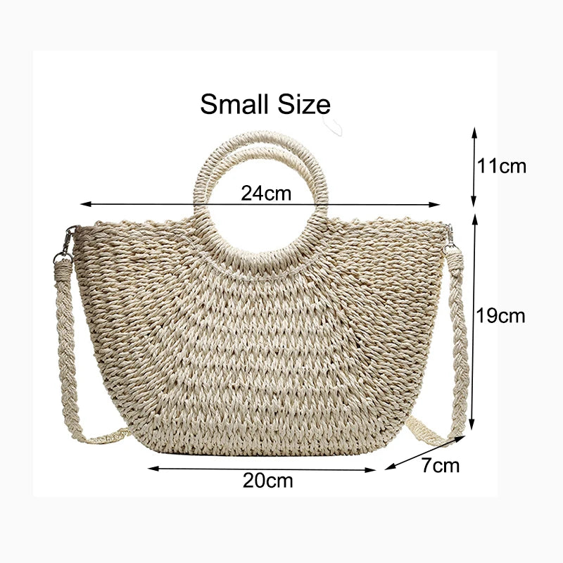 Moon Shape Crossbody Straw Shoulder Bag