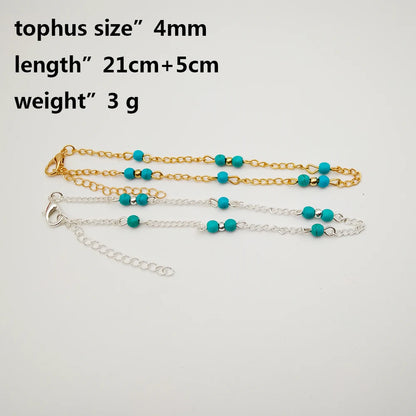 Silver Anklet with Blue Beads