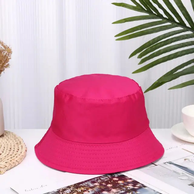 Unisex Cotton Foldable Summer Bucket Hat - Outdoor Sunscreen Beach Cap