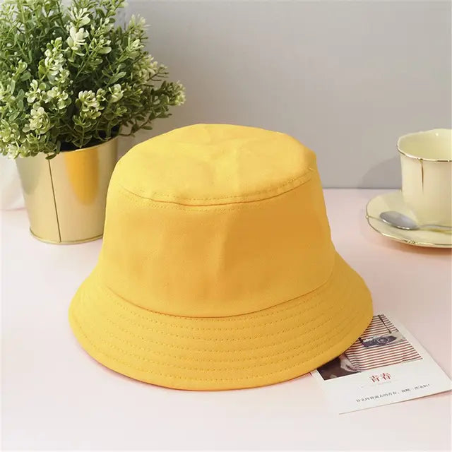 Unisex Cotton Foldable Summer Bucket Hat - Outdoor Sunscreen Beach Cap