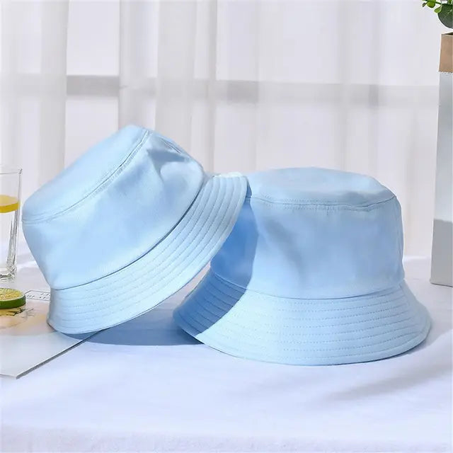 Unisex Cotton Foldable Summer Bucket Hat - Outdoor Sunscreen Beach Cap