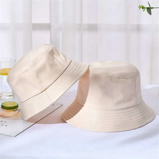 Unisex Cotton Foldable Summer Bucket Hat - Outdoor Sunscreen Beach Cap