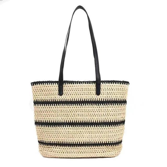 Stripped Summer Straw Shoulder Bag