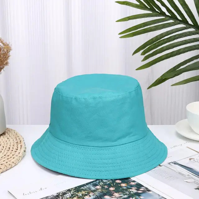 Unisex Cotton Foldable Summer Bucket Hat - Outdoor Sunscreen Beach Cap