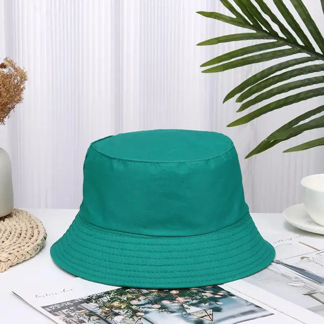 Unisex Cotton Foldable Summer Bucket Hat - Outdoor Sunscreen Beach Cap