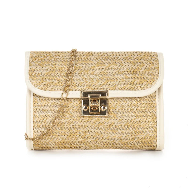 Small Square Woven Messenger Straw Bag