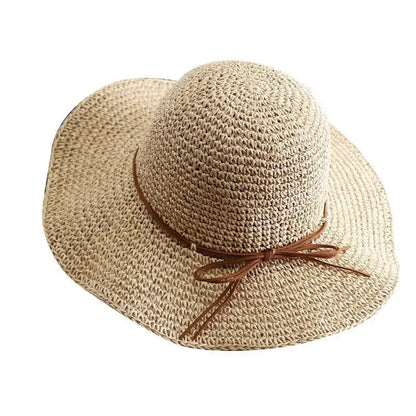 Women's Beach Hats: Foldable Straw Sun Caps with Bow for UV Protection - Summer Travel Essentials 