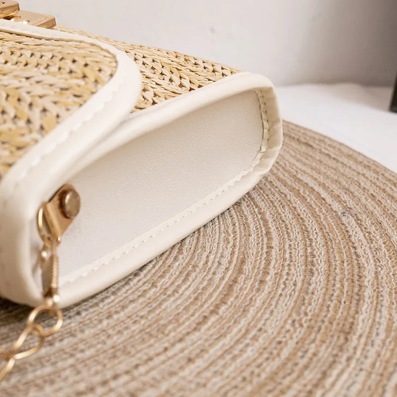 Small Square Woven Messenger Straw Bag