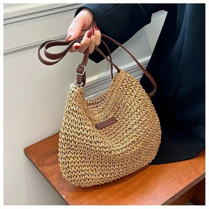 Summer Straw Woven Crossbody Bag