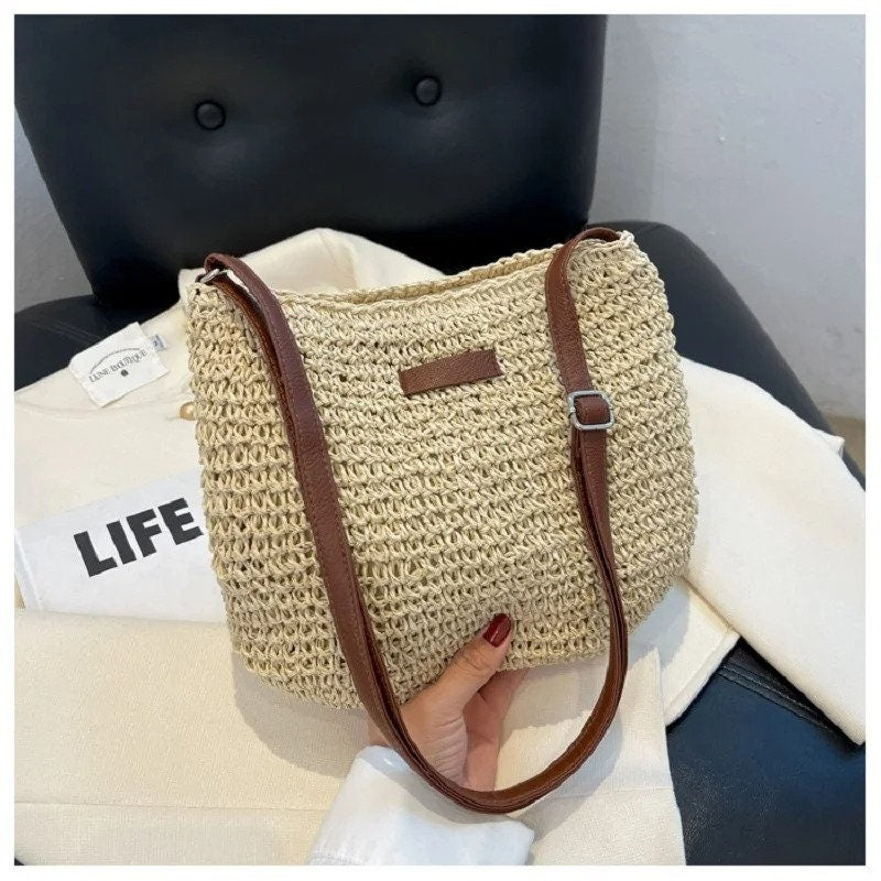 Summer Straw Woven Crossbody Bag