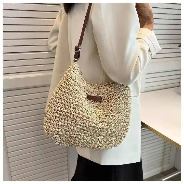 Summer Straw Woven Crossbody Bag