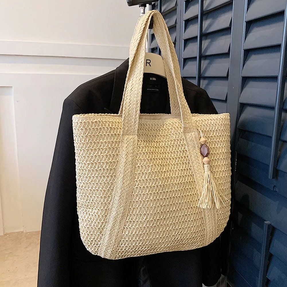 Hand Woven Summer Tote Bag with Tassel