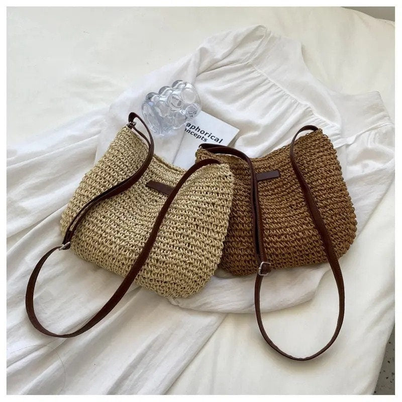 Summer Straw Woven Crossbody Bag