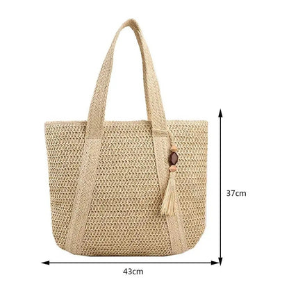 Hand Woven Summer Tote Bag with Tassel