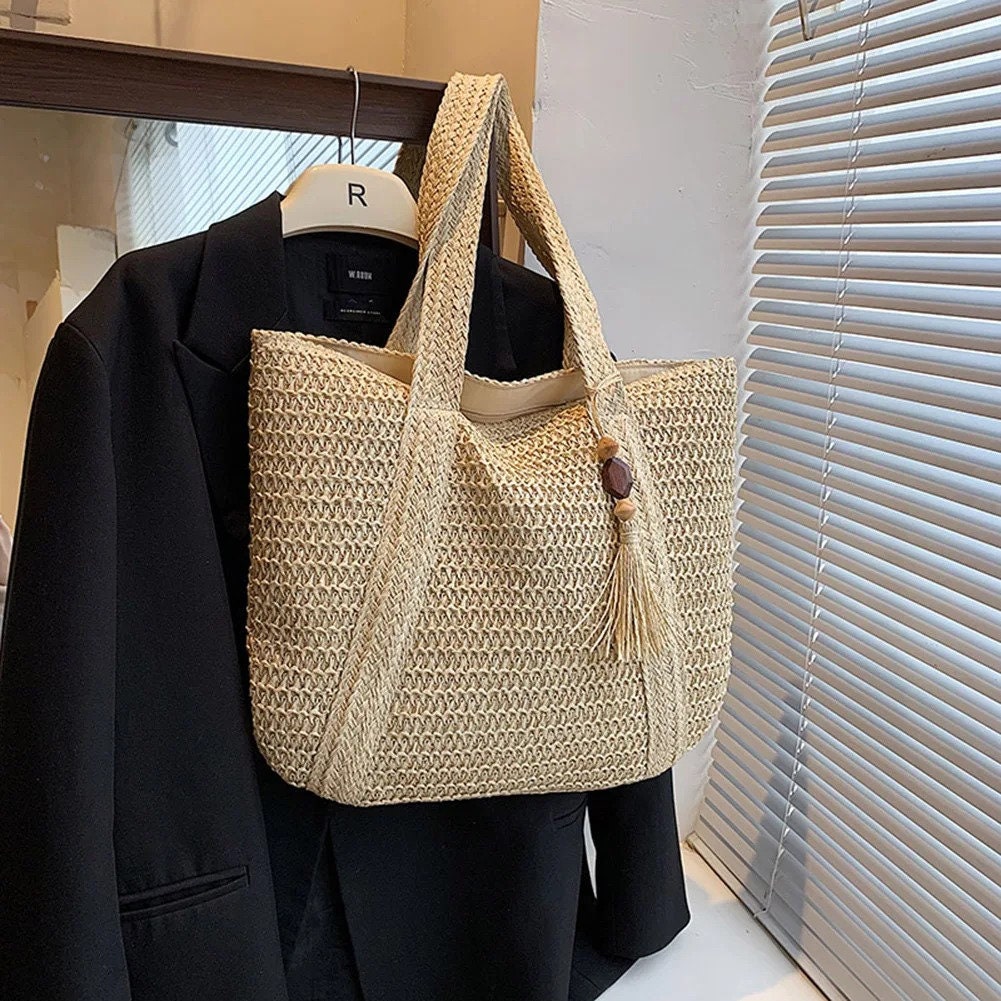 Hand Woven Summer Tote Bag with Tassel