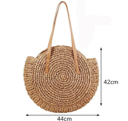 Woven Straw Round Hollow Out Beach Bag